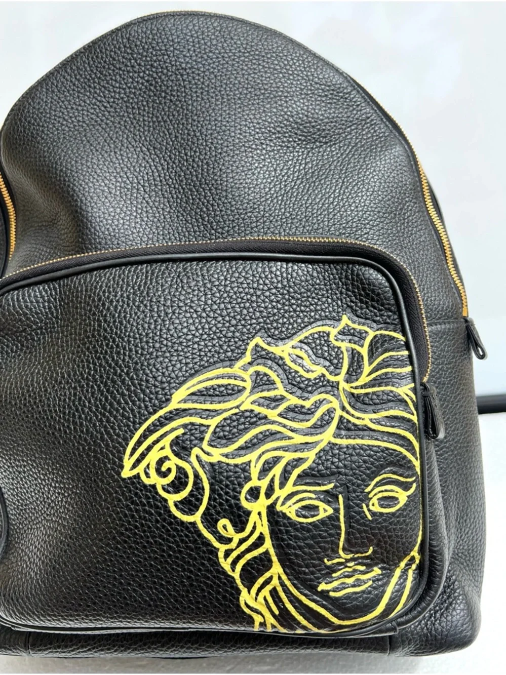Versace Leather Medusa Backpack Black Travel Bag